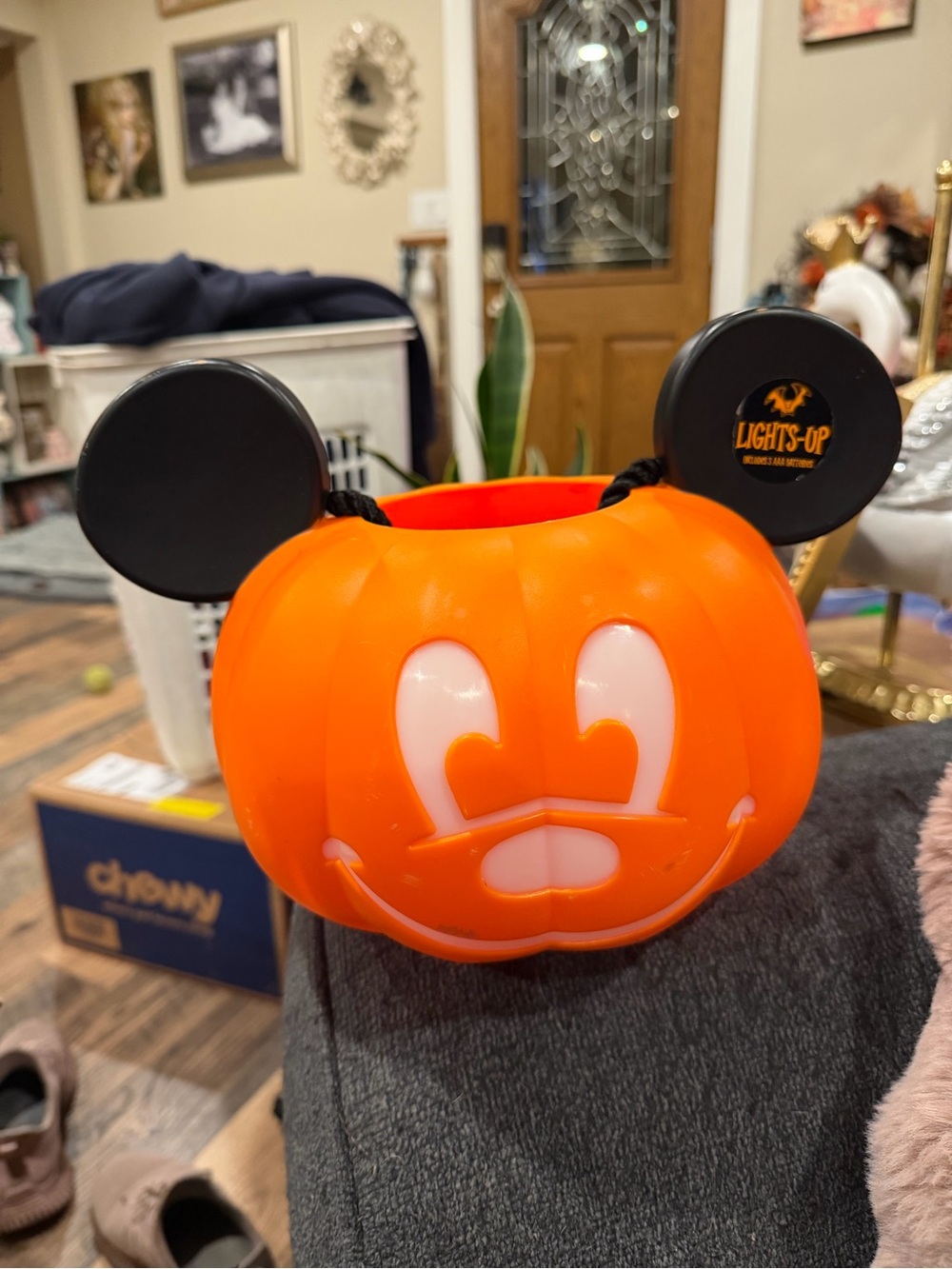 Lights-Up Orange Mickey Pumpkin Trick-or-Treat Bucket - Kids Costume Accessory